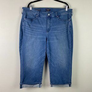 NYDJ Marilyn Straight Crop Jeans Sz 18W Lift Tuck Tech Stretch Cuff Cool Embrace